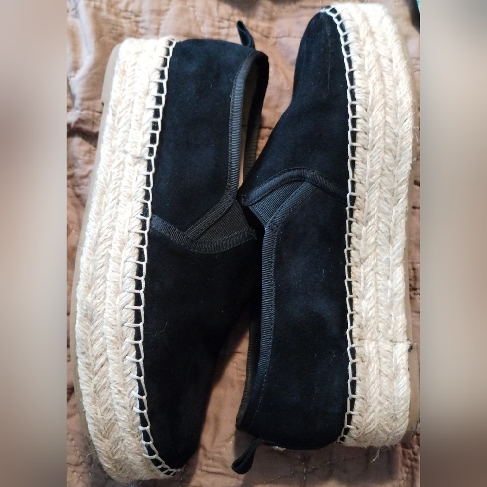 Sam Edelman Black Suede Platform Espadrilles
